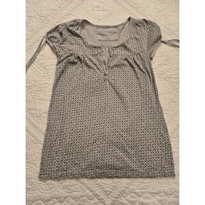 VTG Y2K Aeropostale Women's Tie Sleeve Gray Print Pattern Shirt Button Small S